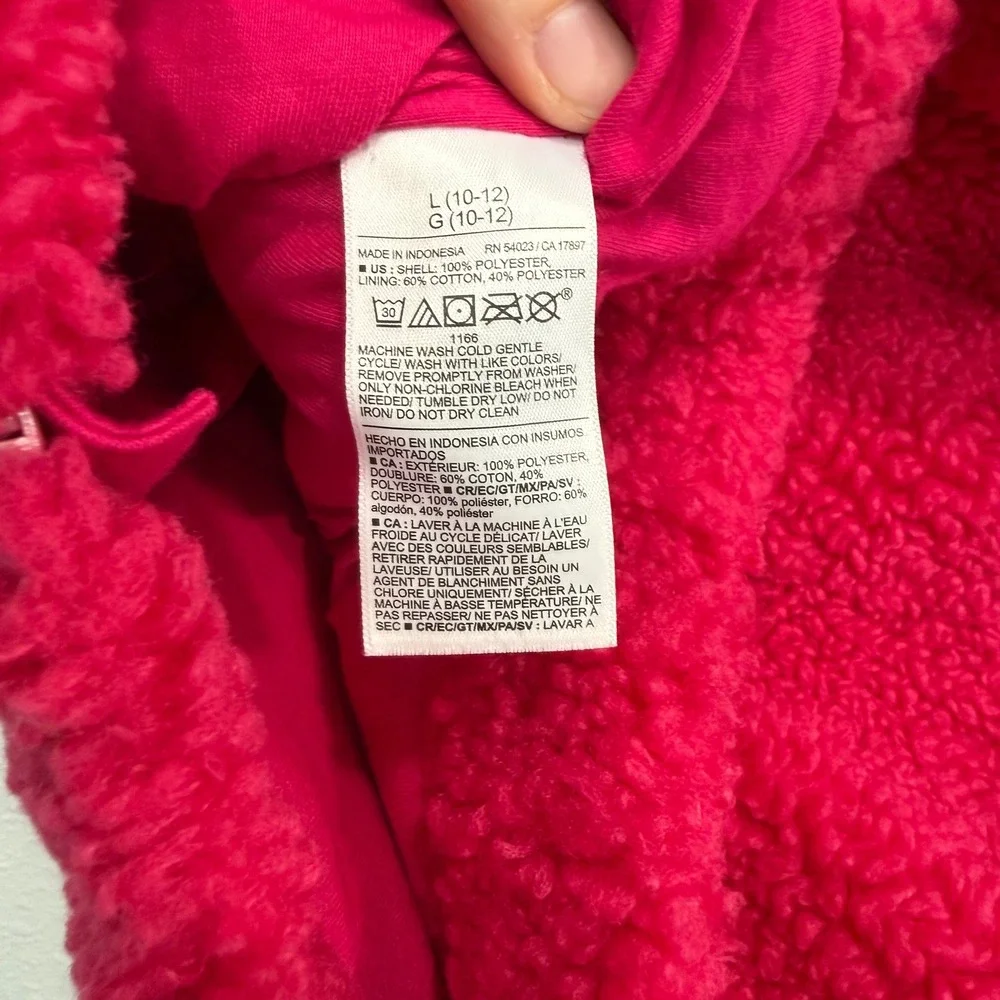 Old Navy Girls Sherpa‎ Fleece Lined Hooded Vest Pink Size Large 10-12